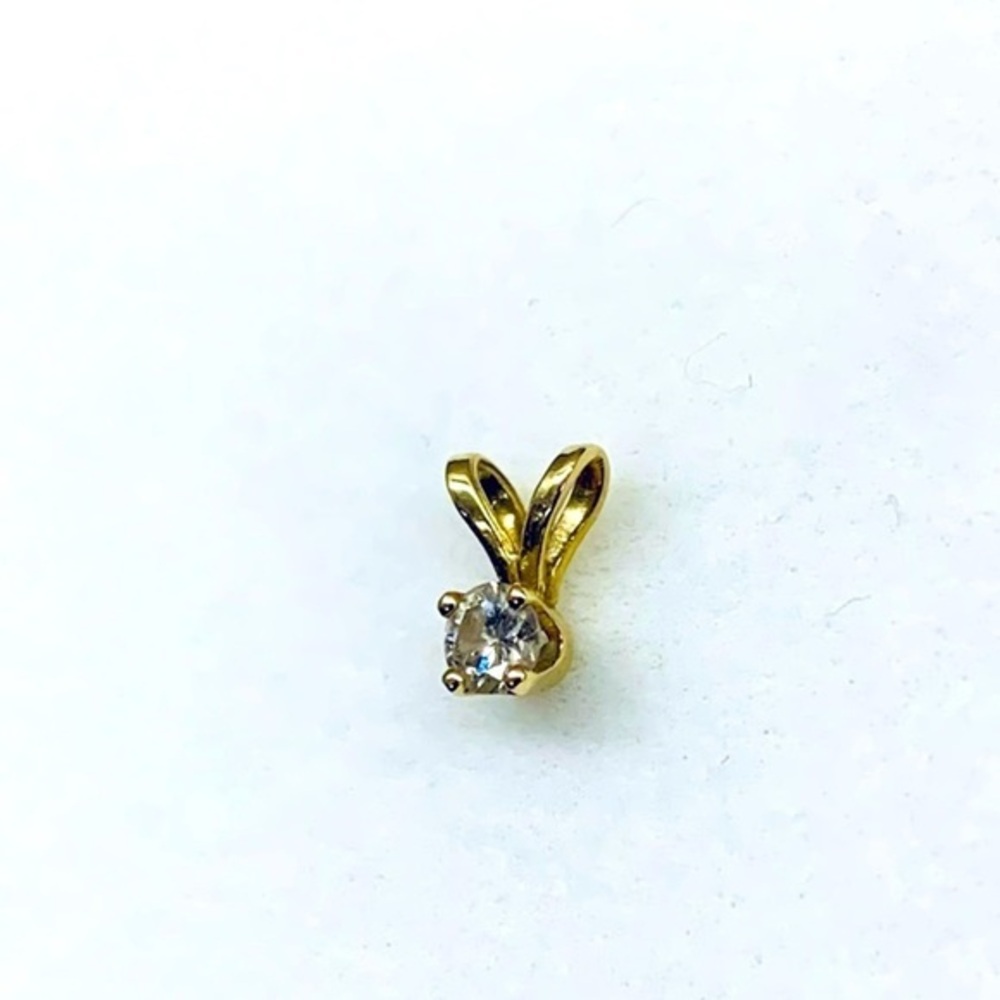 14K Gold 0.05 CT Lab Diamond Solitaire Charm Pendant